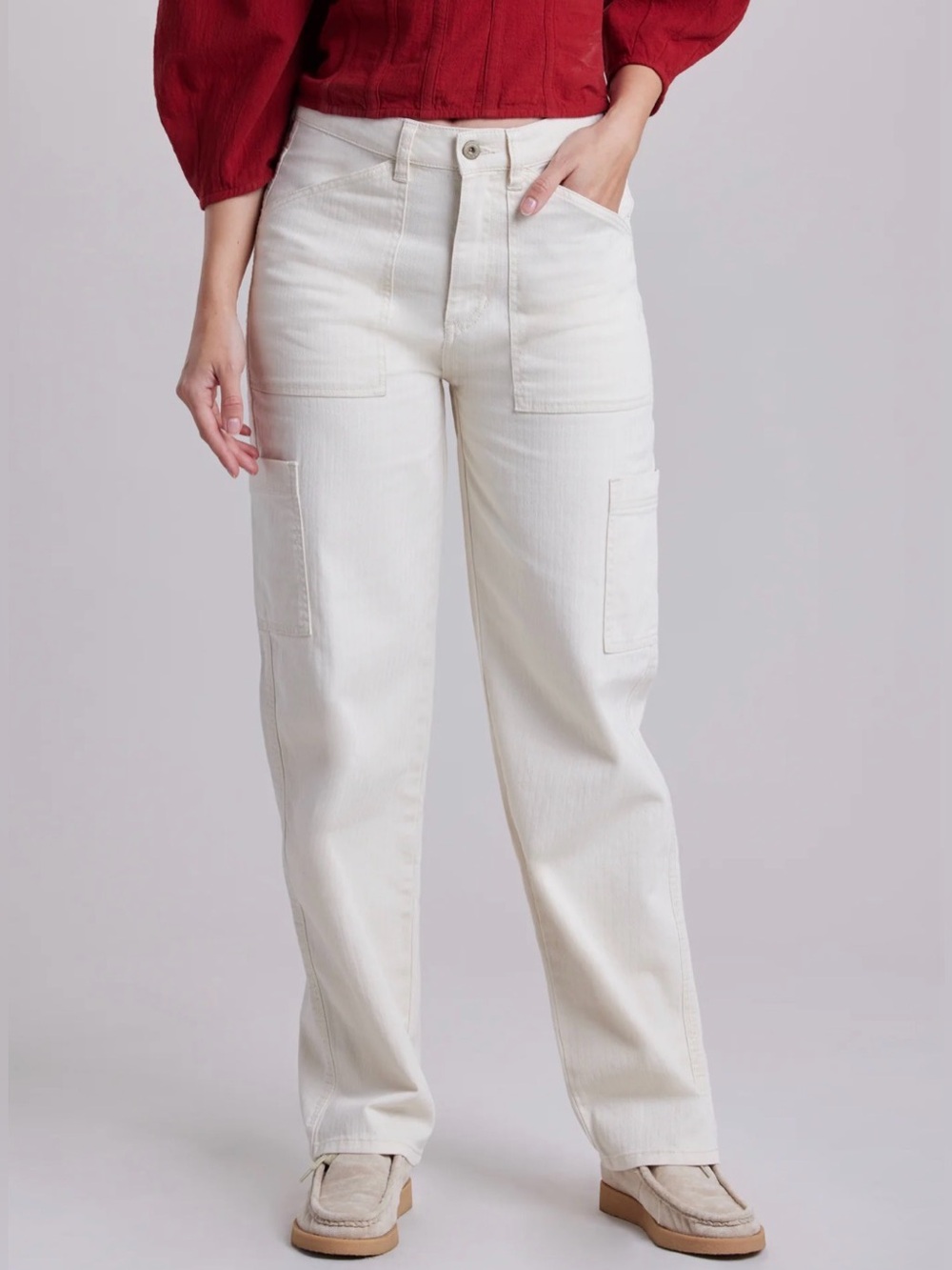 UNIONBAY Straight Leg Ivory Utility Jeans